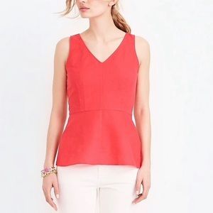 J. CREW Linen Blend Peplum Top Tangerine Sleeveless Size 00